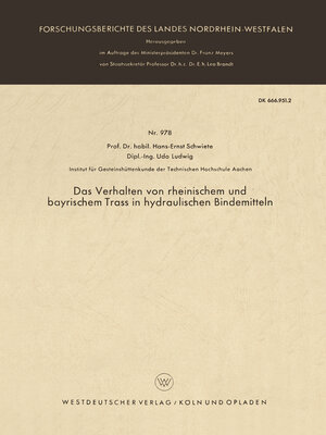cover image of Das Verhalten von rheinischem und bayrischem Trass in hydraulischen Bindemitteln